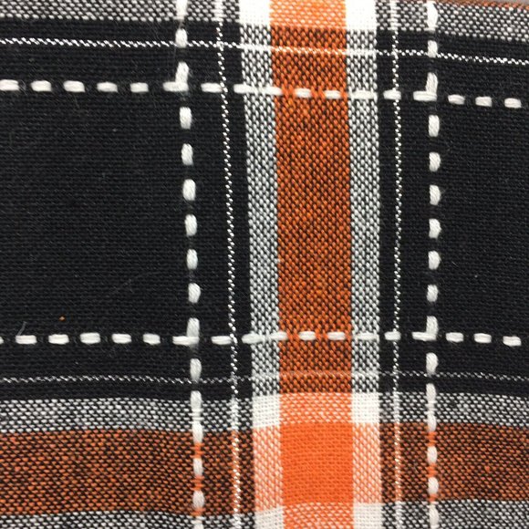Cynthia Rowley Halloween Black Plaid Tablecloth Cotton Orange White 60x102 Decor - Picture 4 of 6